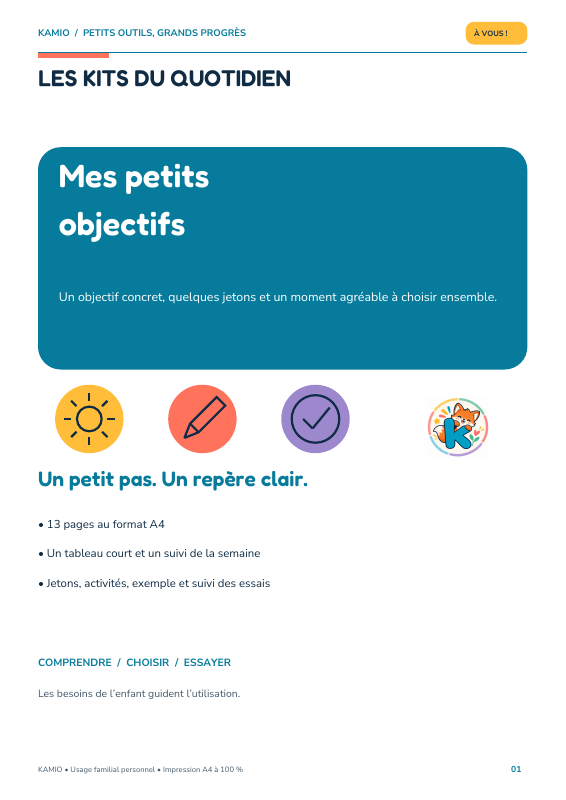 Mes petits objectifs — Kit visuel PDF à imprimer